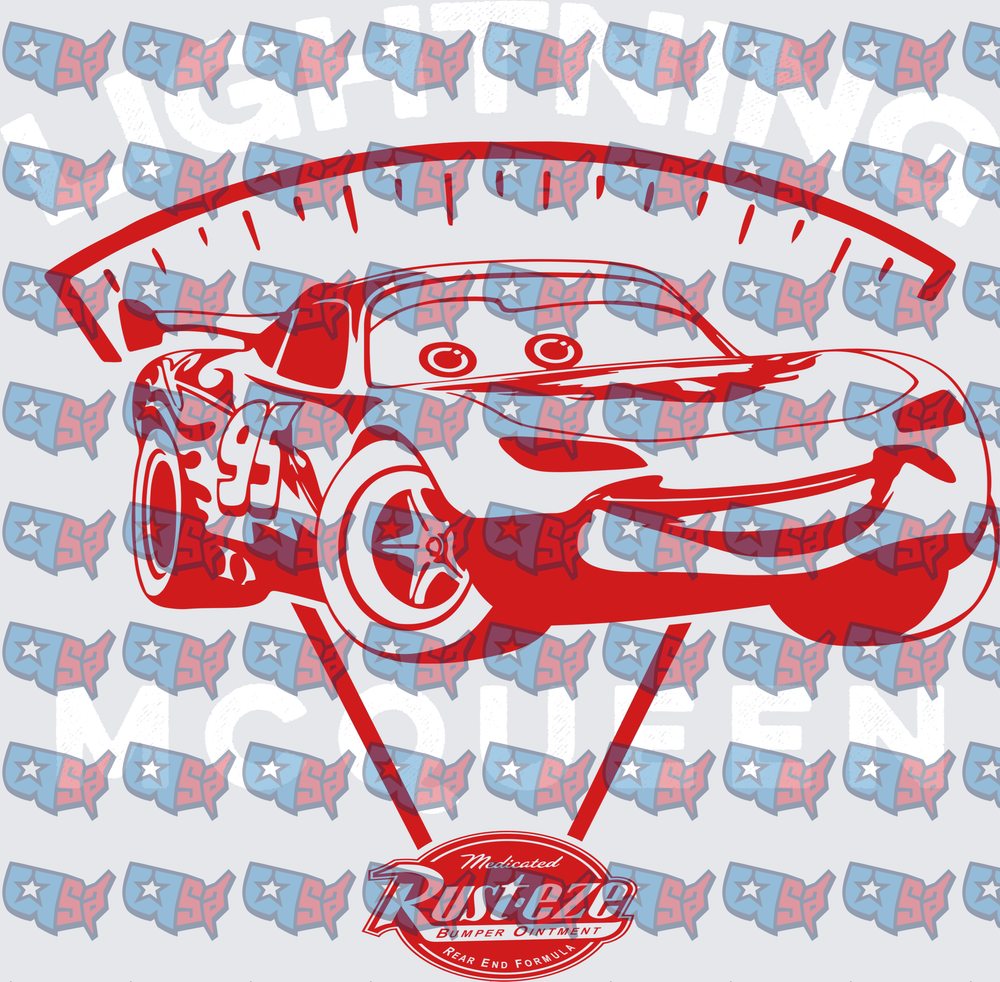 Lightning McQueen Rust-eze Racing Car Red Graphic (DTF)