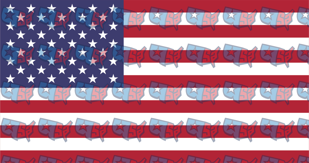 American Flag USA Map Star Pattern Overlay (DTF)