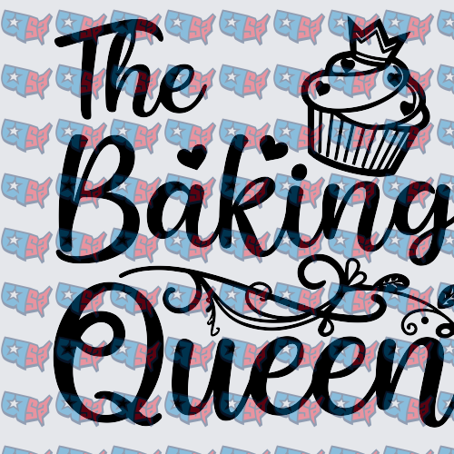 The Baking Queen Cupcake Crown Script Design (DTF)