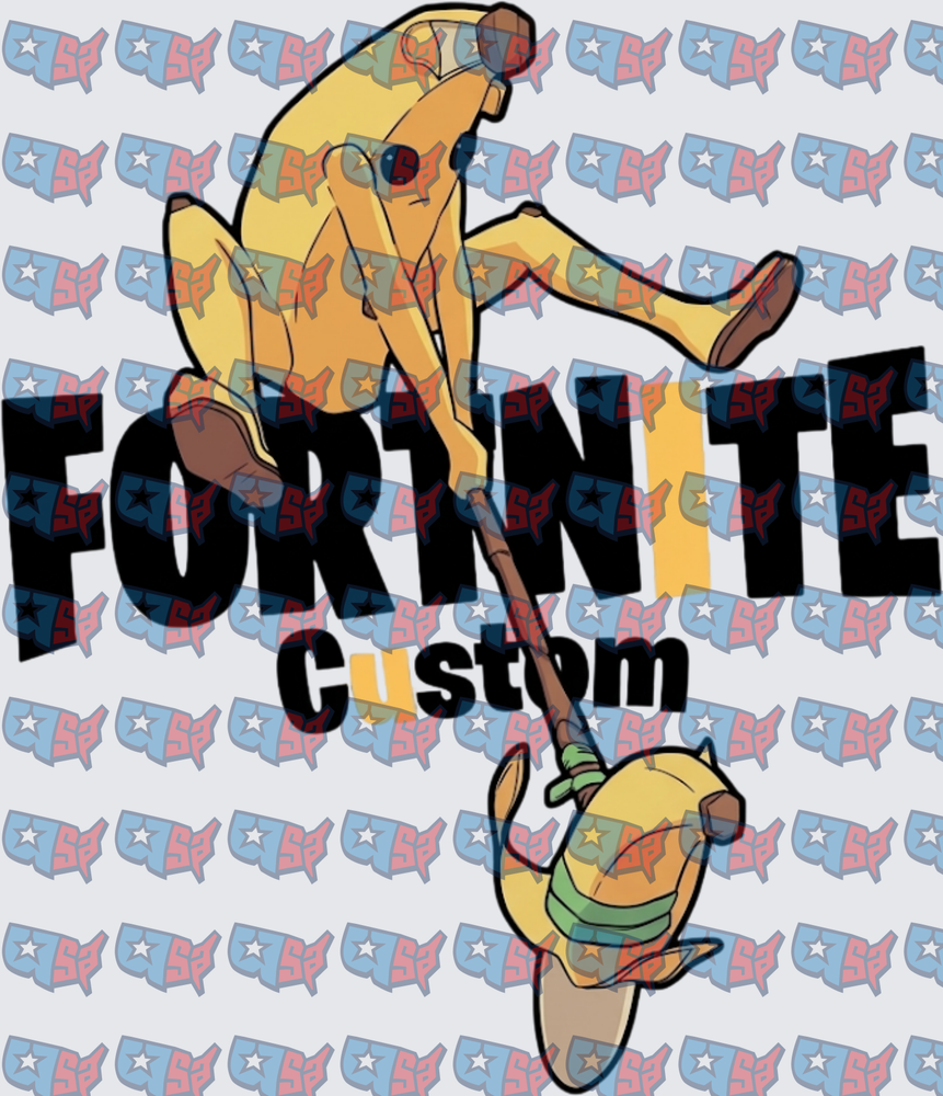 Banana Skin Character Walking Llama On Leash (DTF)