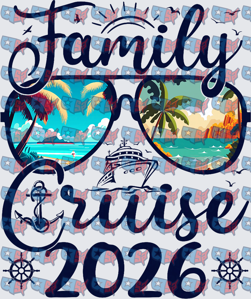 Family Cruise 2026 Tropical Sunglasses Anchor Ship Design (DTF)