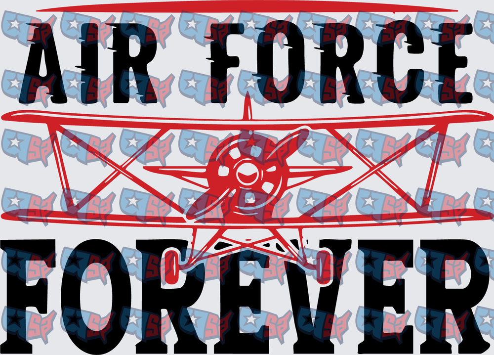 Air Force Forever Red Biplane Graphic (DTF)