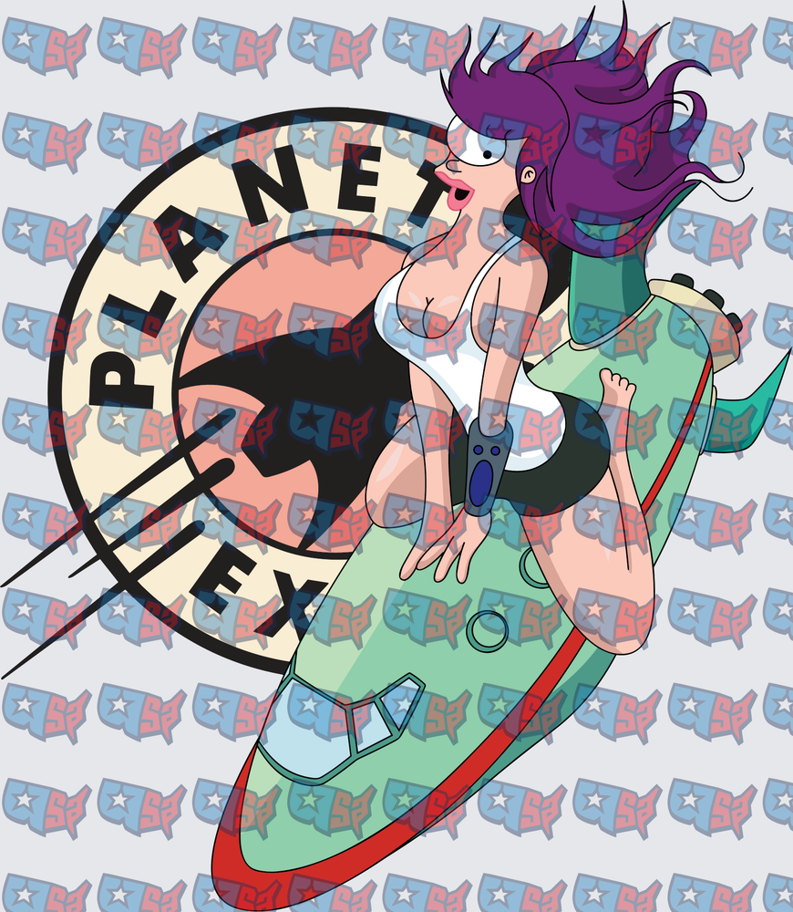 Futurama Leela Pin-Up On Planet Express Ship (DTF)