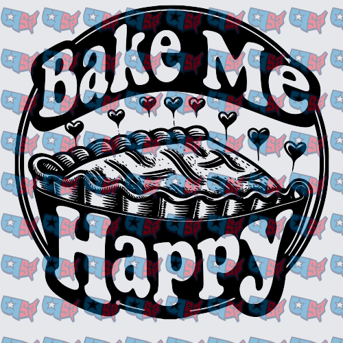 Bake Me Happy Pie With Hearts Circle Design (DTF)
