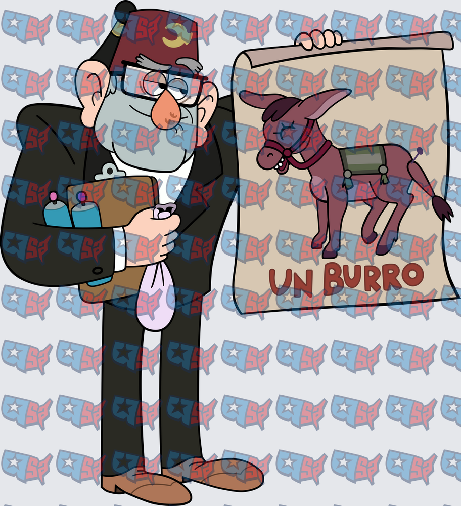 Old Man Fez Hat Holding Un Burro Scroll (DTF)