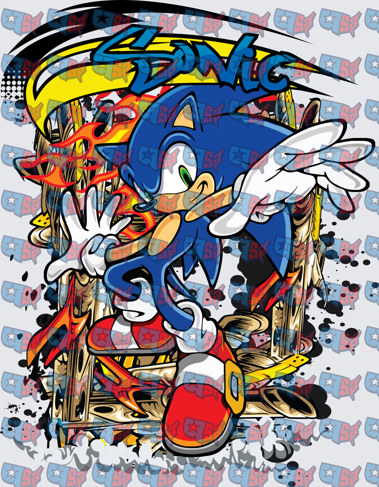 Sonic the Hedgehog Graffiti Street Art Burst (DTF)