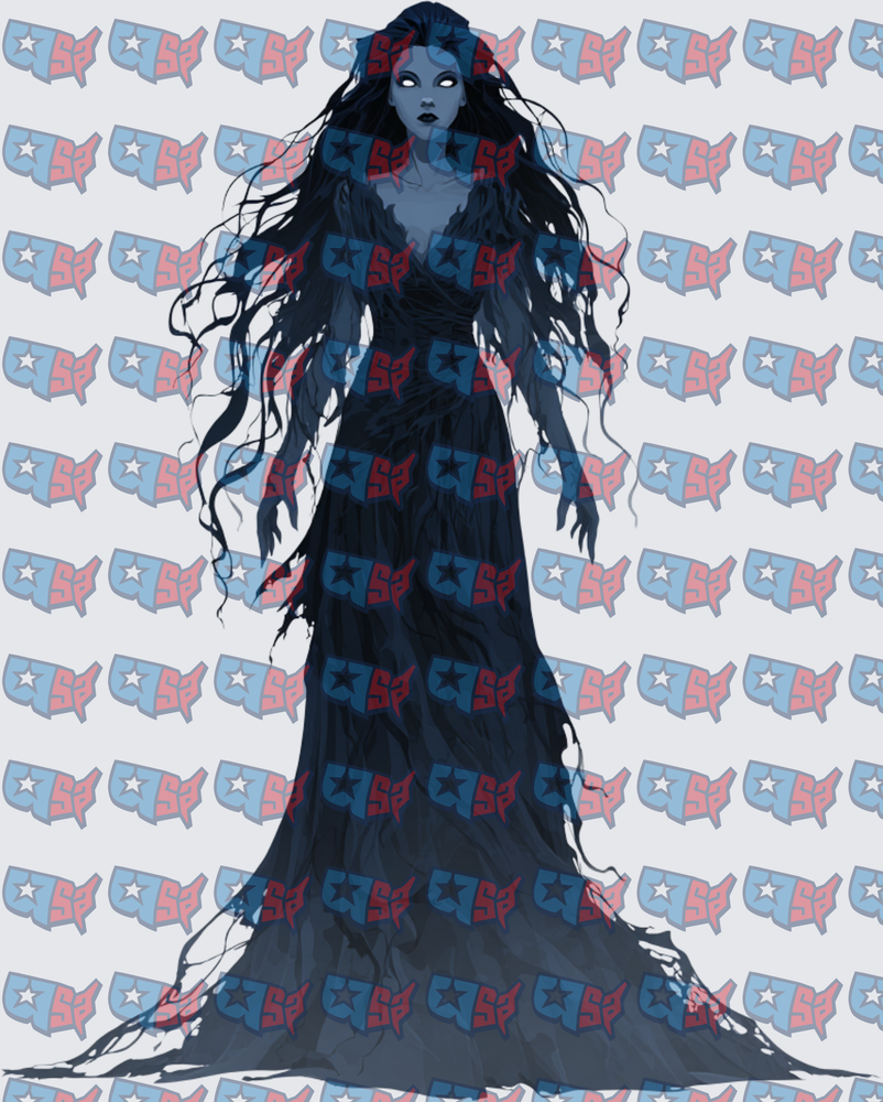 Dark Ghost Woman Tattered Gown Glowing Eyes (DTF)