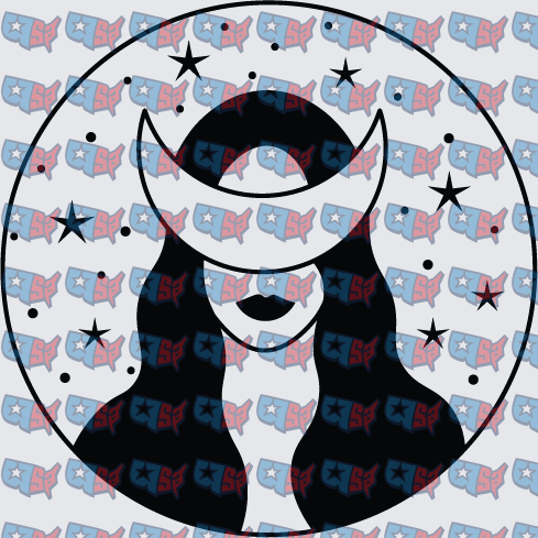 Mystical Witch Woman Crescent Moon Stars Circle (DTF)