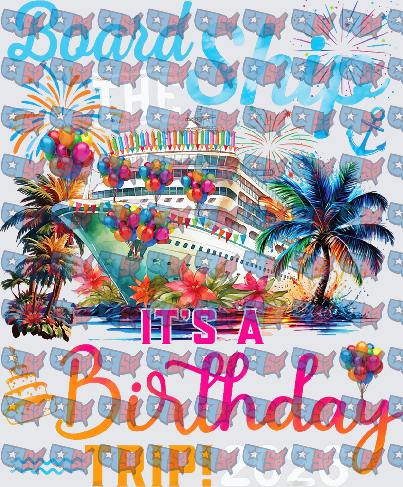 Board The Ship It's A Birthday Trip Cruise Design (DTF)
