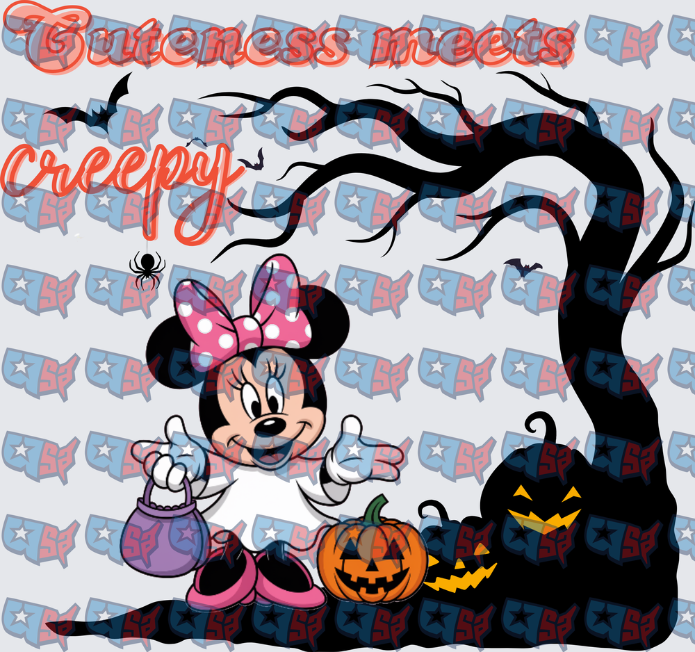 Cuteness Meets Creepy Halloween Mouse Ghost Scene (DTF)