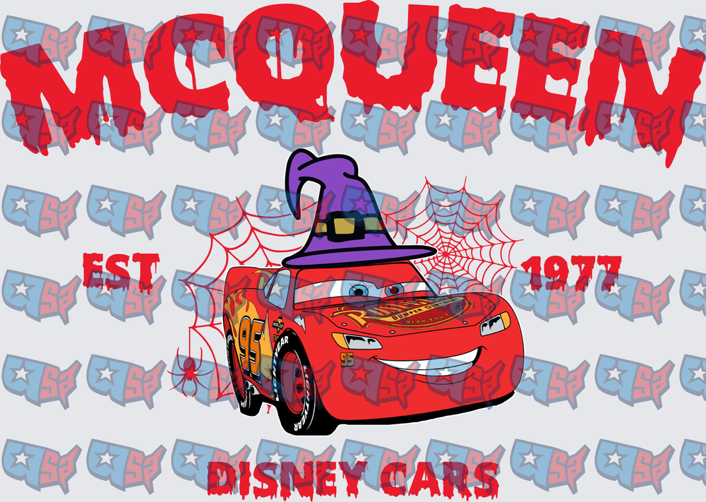 Halloween Witch Hat Race Car Spider Web Design (DTF)