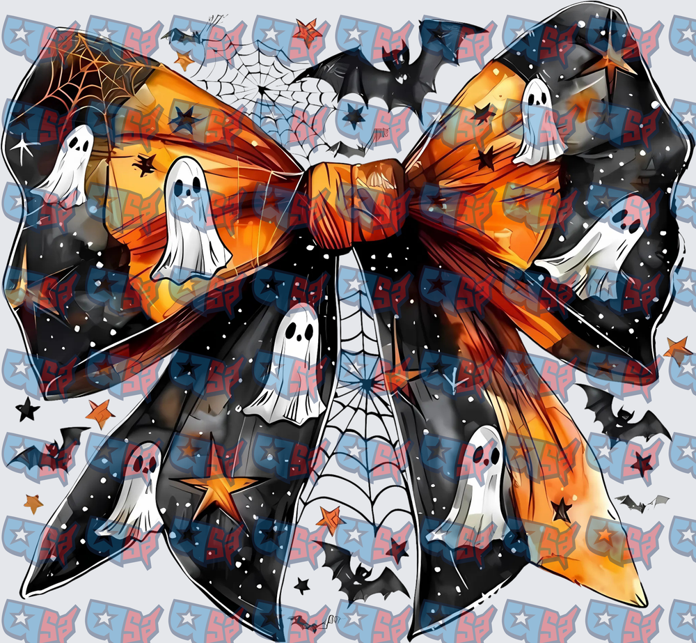 Halloween Bow Ghosts Bats Spiderwebs Stars (DTF)