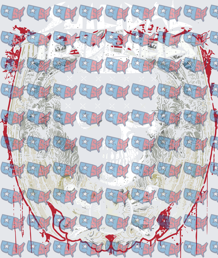Patriotic USA Map Pattern Skull Blood Splatter (DTF)