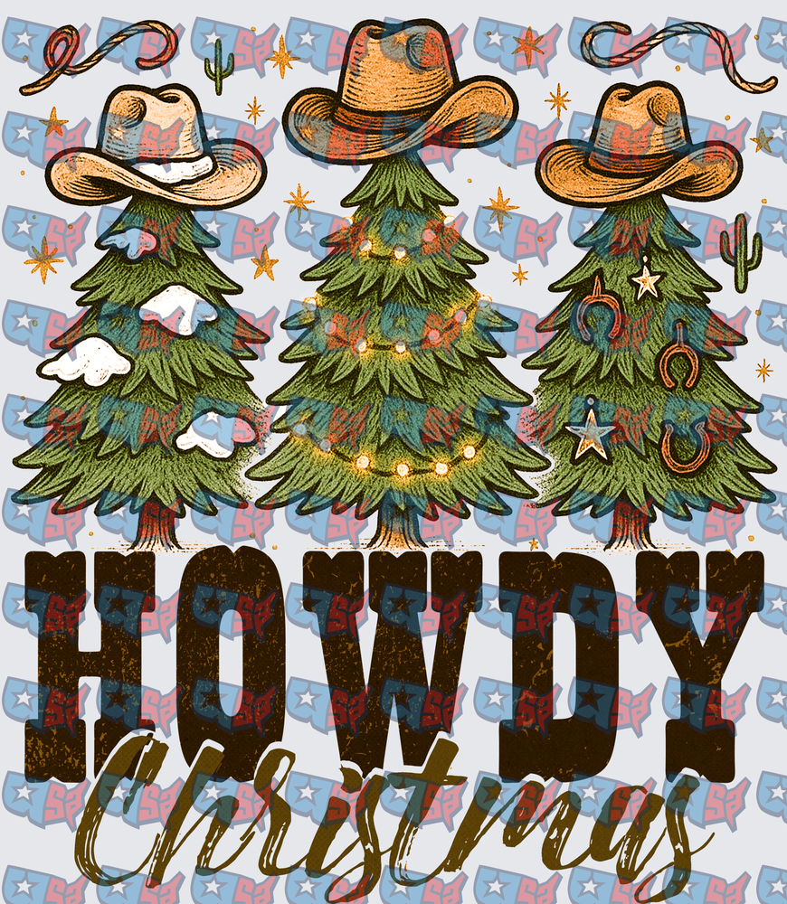 Howdy Christmas Western Cowboy Hat Trees (DTF)