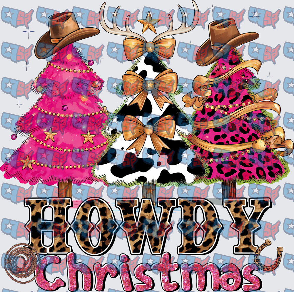 Howdy Christmas Western Cowboy Trees Trio (DTF)