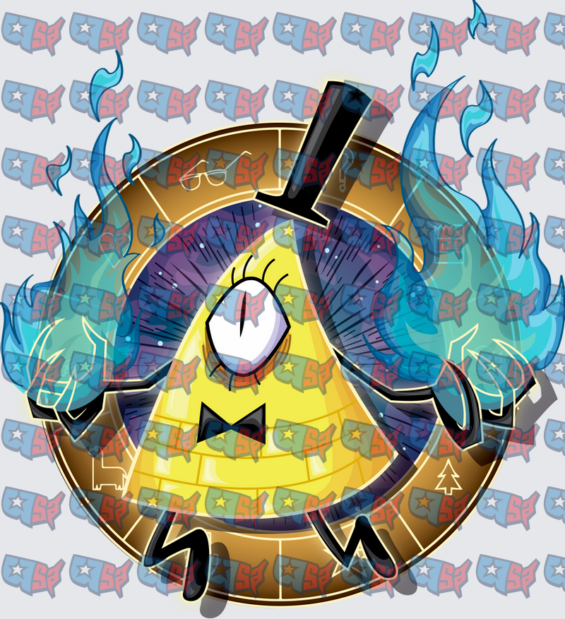 Evil Eye Triangle Demon Blue Flames Circle (DTF)