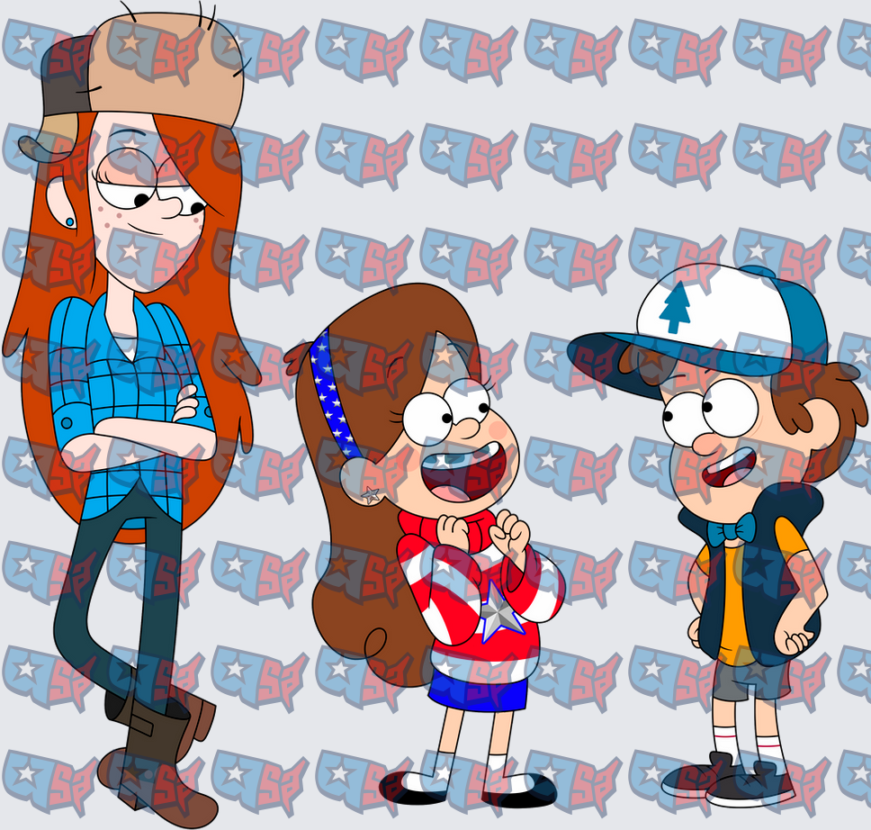 Gravity Falls Trio Wendy Mabel Dipper Patriotic (DTF)