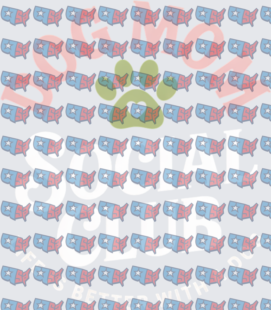 Patriotic USA Map Paw Print Social Club Pattern (DTF)