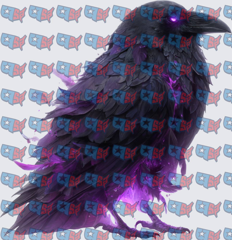 Mystical Dark Raven With Glowing Purple Magic (DTF)