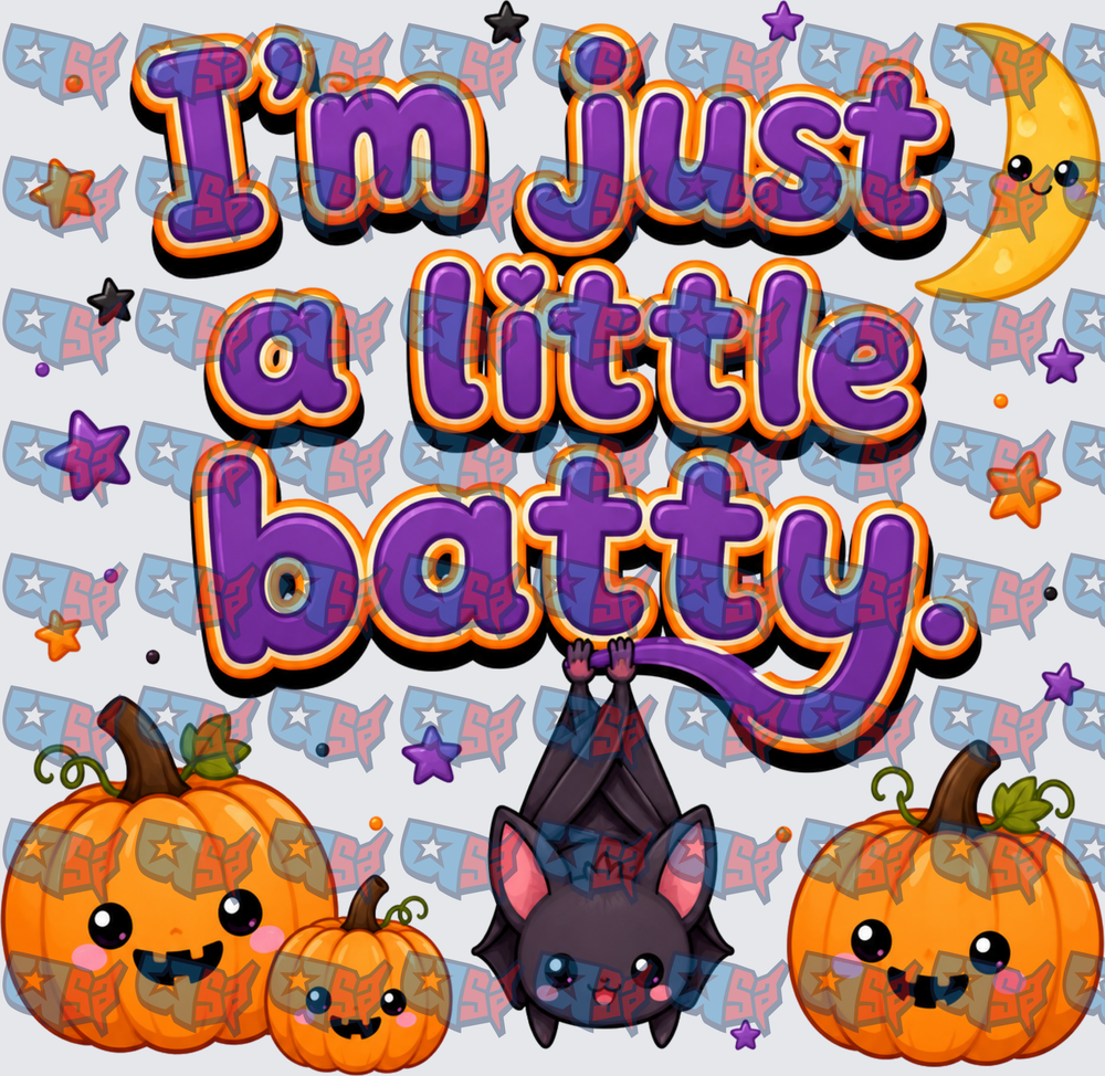 I'm Just A Little Batty Halloween Kawaii Design (DTF)