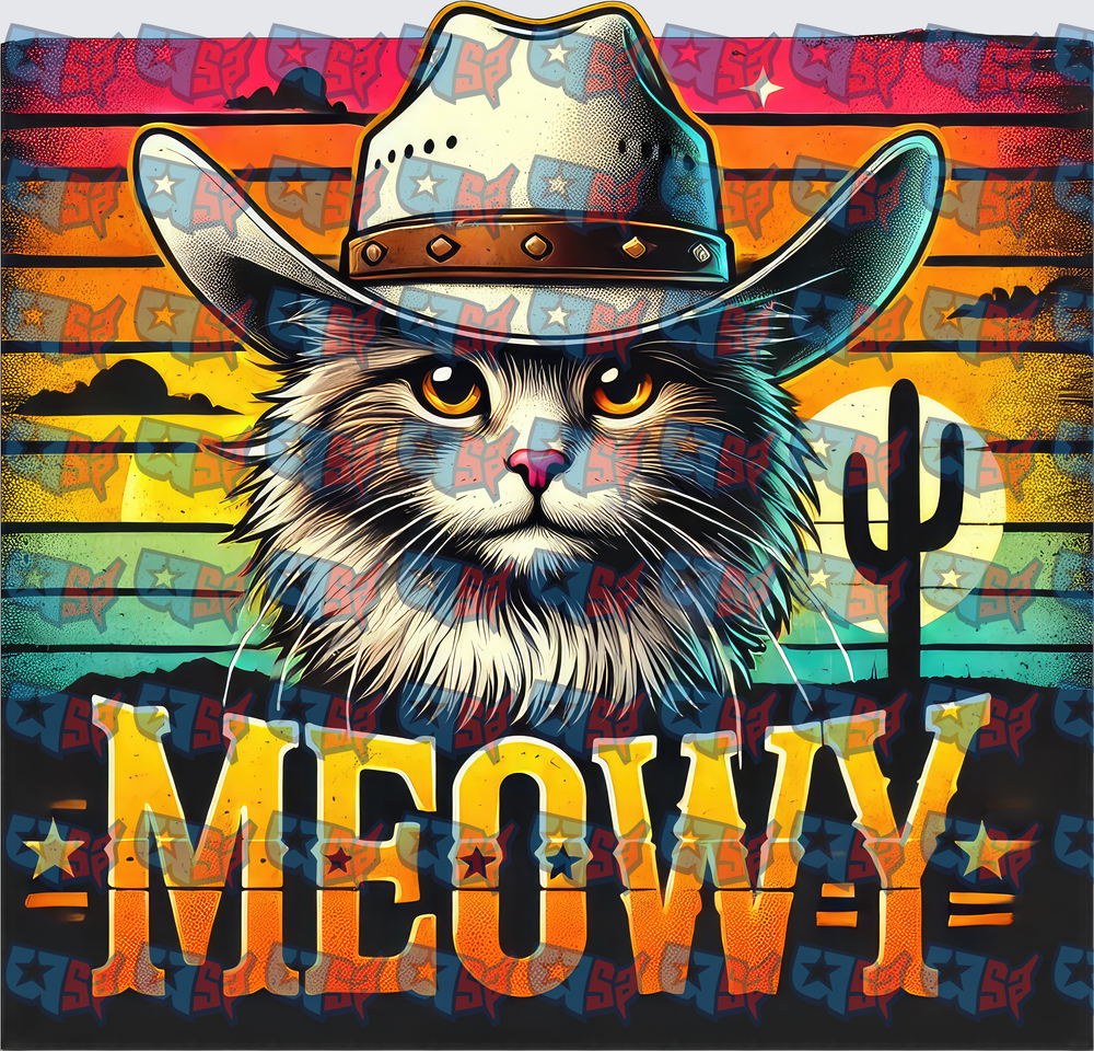 Meowy Cowboy Cat Western Sunset Design (DTF)