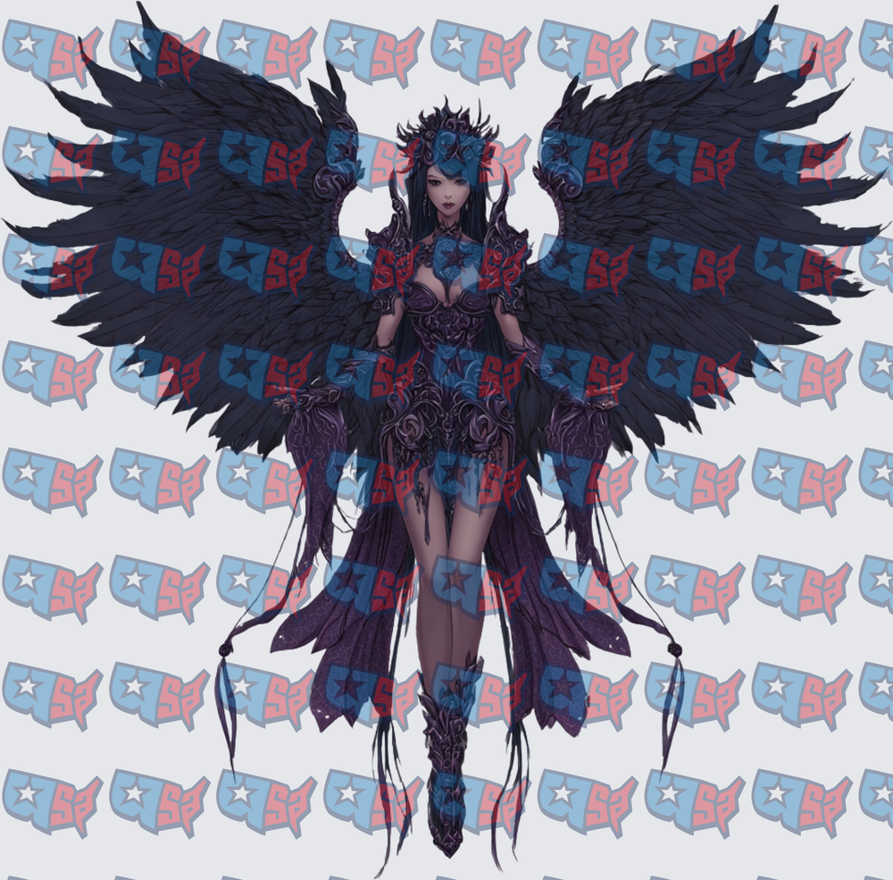 Dark Angel Warrior Woman With Black Wings (DTF)