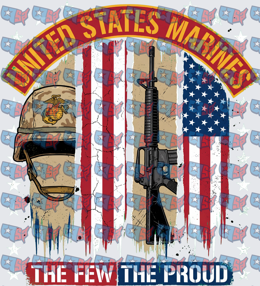 United States Marines The Few The Proud Flag Helmet Rifle (DTF)
