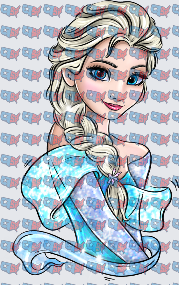 Ice Queen Snow Princess Blue Sparkle Gown (DTF)