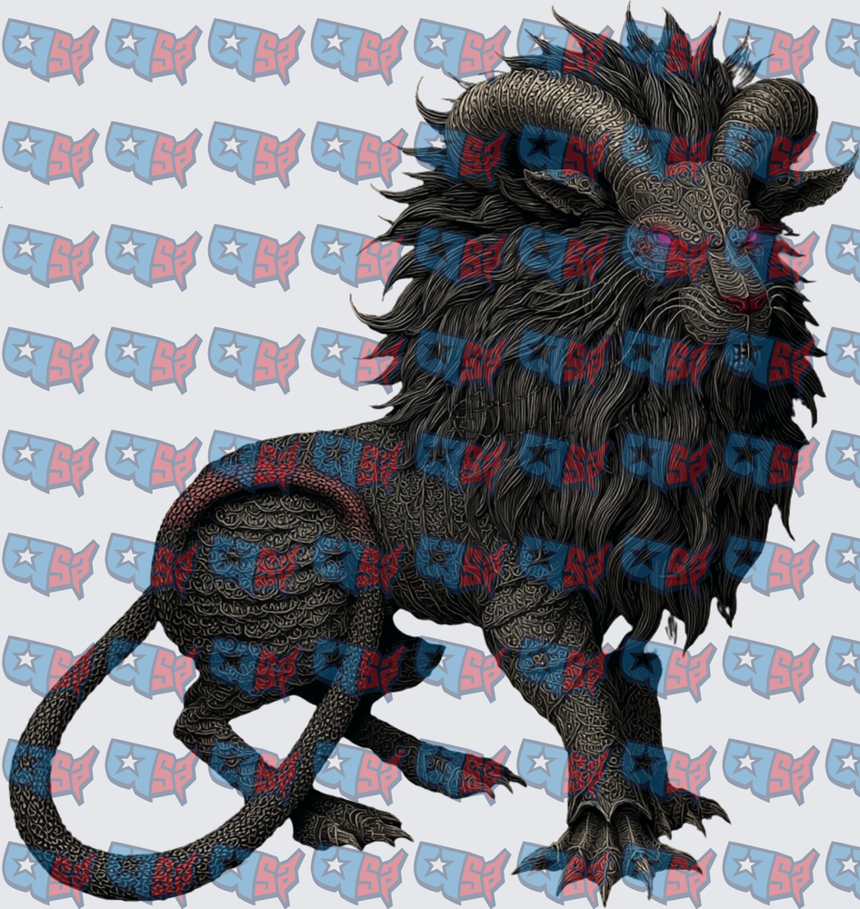 Dark Horned Lion Beast Intricate Detailed Art (DTF)
