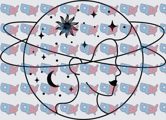 Celestial Face Planet Sun Moon Stars Orbit (DTF)