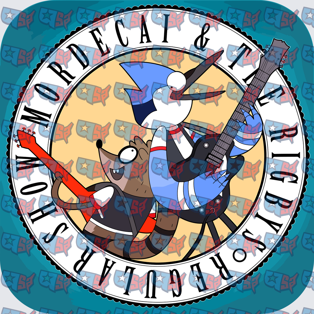 Mordecai and Rigby Regular Show Rock Band Circle (DTF)