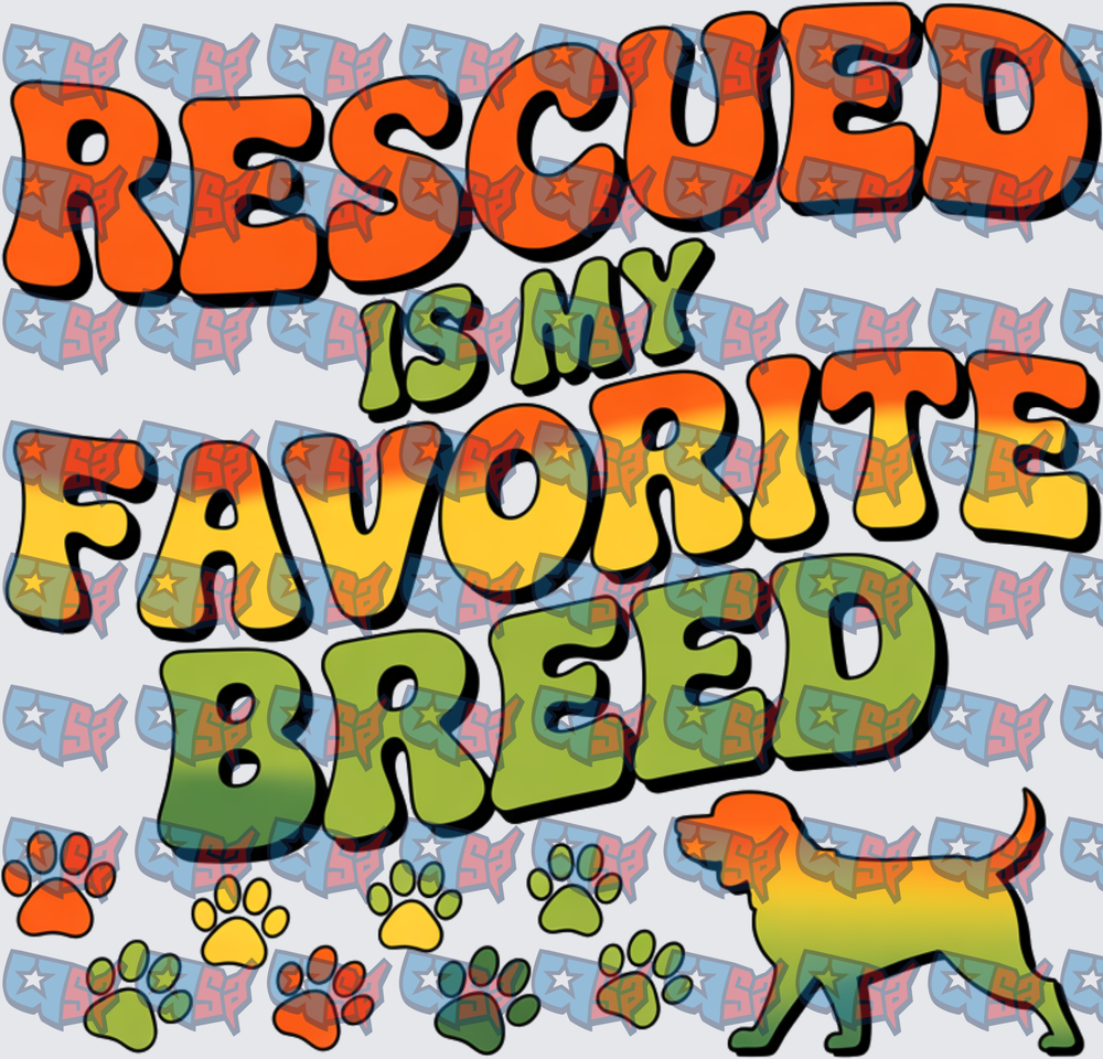 Rescued Is My Favorite Breed Retro Dog Paw Print (DTF)