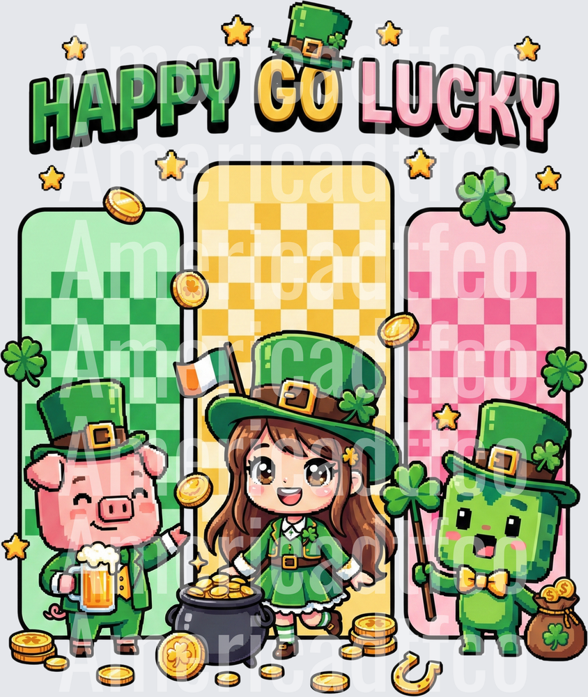 Happy Go Lucky St. Patrick's Day Pixel Characters (DTF)
