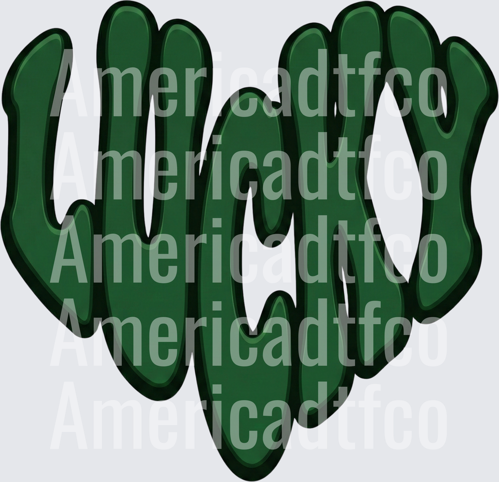 Lucky Green Drip Bubble Letter Word Art (DTF)