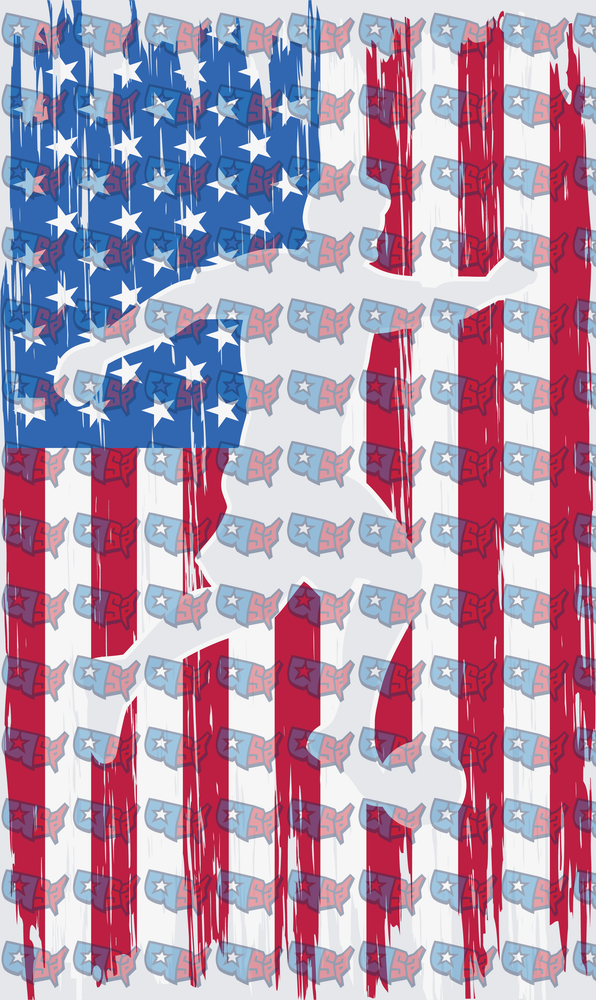 Distressed American Flag Jumping Basketball Player Silhouette (DTF)