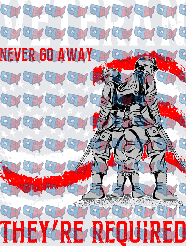 Veterans Never Go Away They're Required Soldiers USA Flag (DTF)