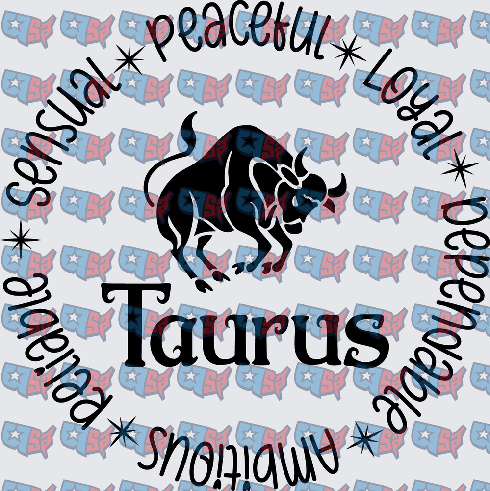 Taurus Zodiac Bull Traits Circle Design (DTF)