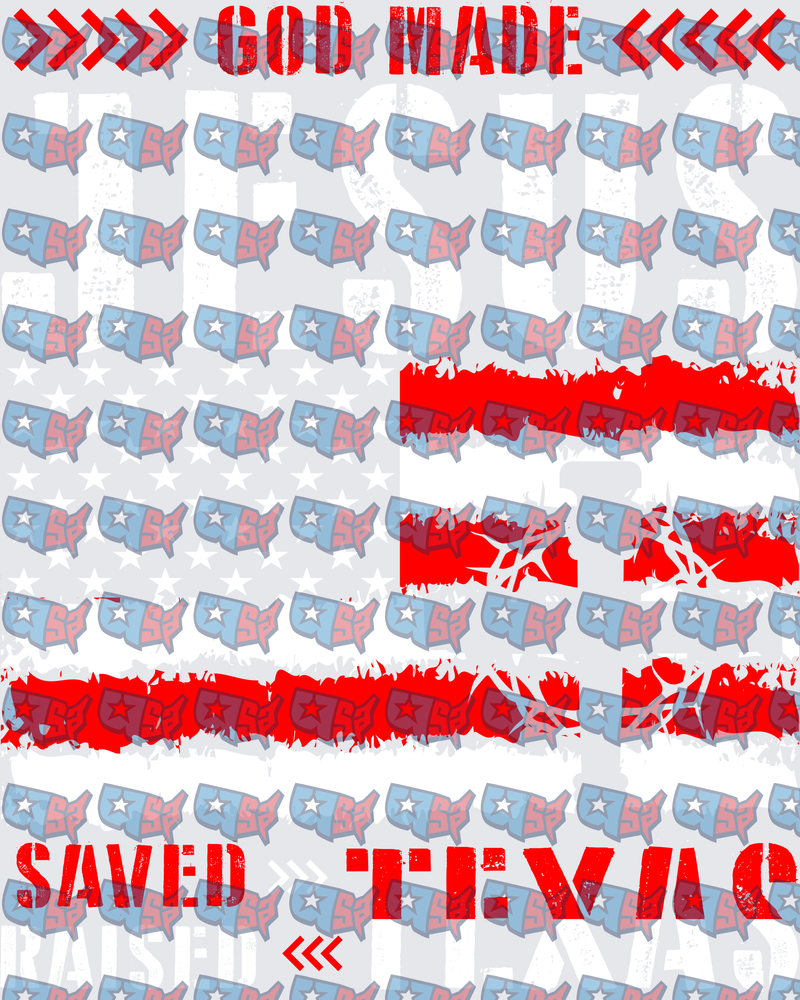 God Made Saved Texas Patriotic USA Flag Design (DTF)