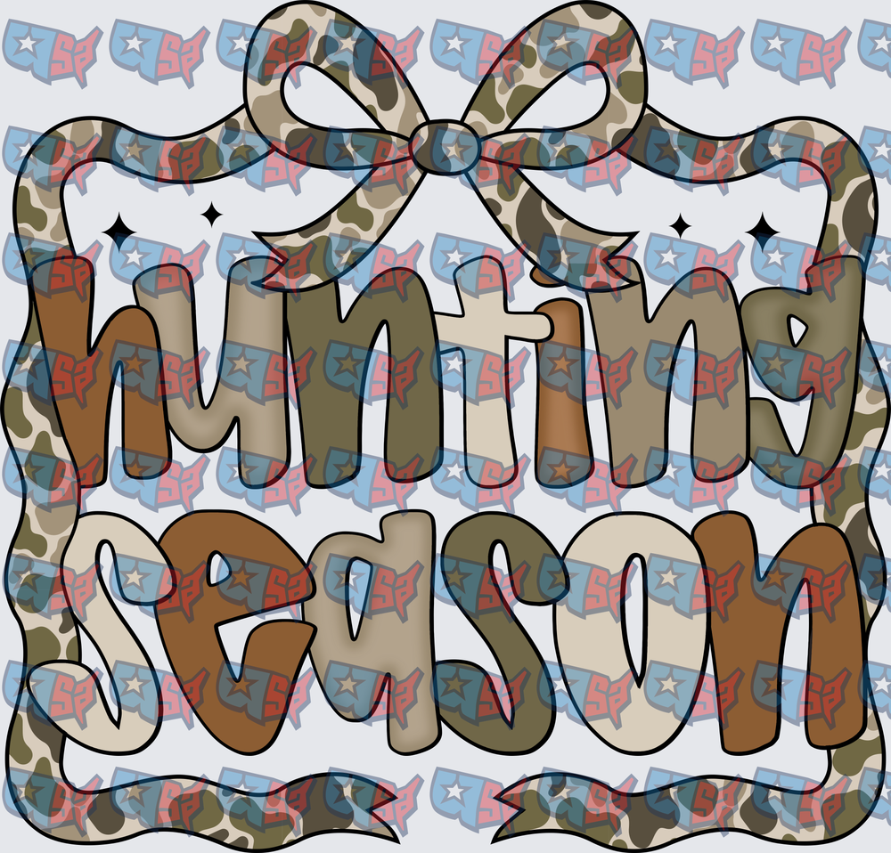 Hunting Season Camo Bow Framed Lettering (DTF)