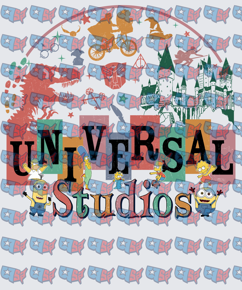 Universal Studios Theme Park Characters Collage (DTF)