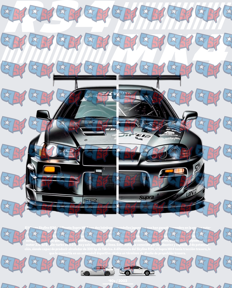 R34 vs MK4 Japanese Sports Car Split Design (DTF)