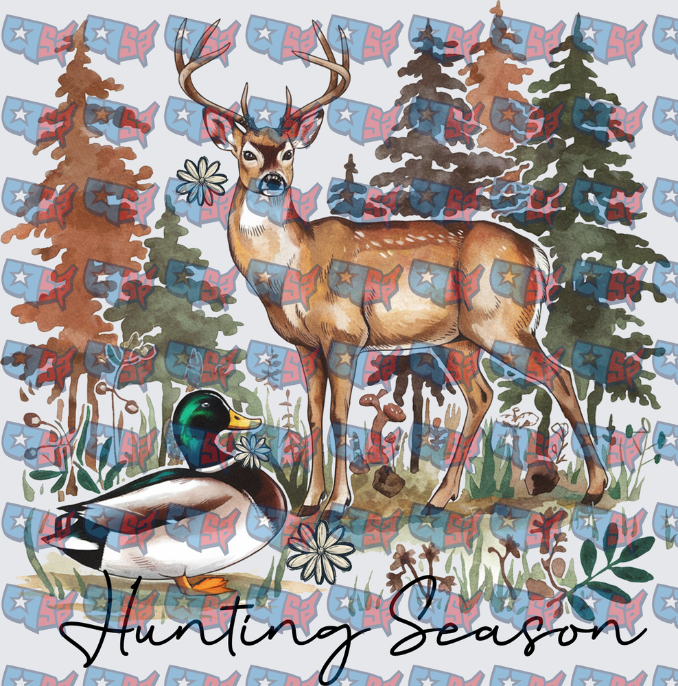 Hunting Season Buck and Mallard Duck Forest Scene (DTF)