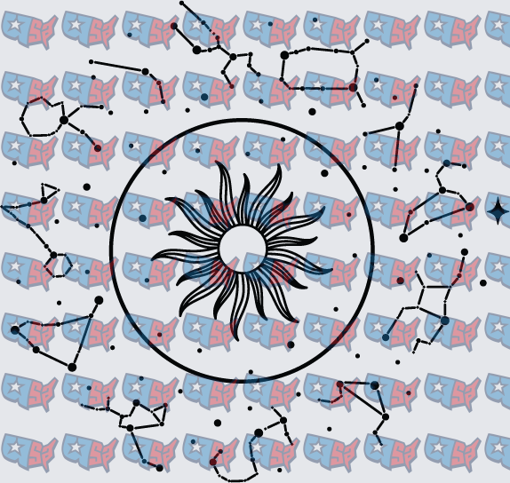 Celestial Sun Circle With Constellation Stars (DTF)