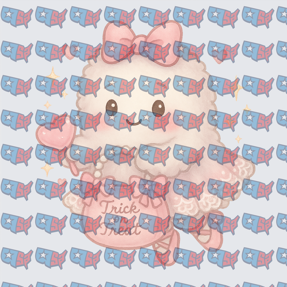 Kawaii Fluffy Ghost Trick or Treat Halloween (DTF)