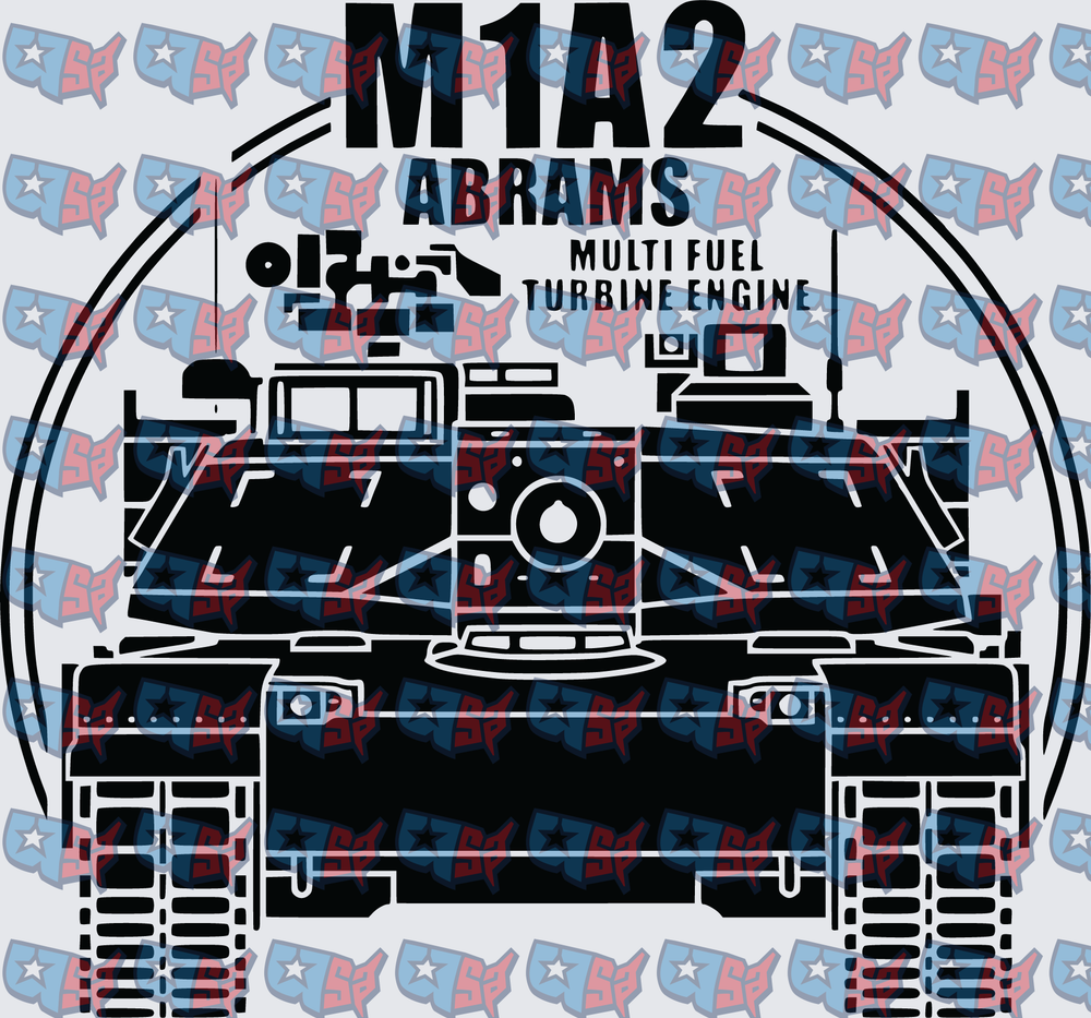 M1A2 Abrams Tank Front View Multi Fuel Turbine Engine (DTF)