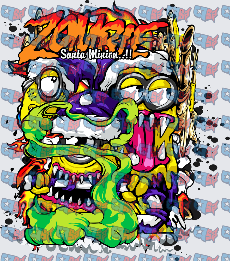 Zombie Santa Minion Graffiti Horror Face (DTF)