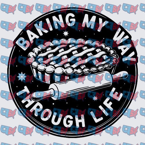 Baking My Way Through Life Pie Rolling Pin Circle (DTF)