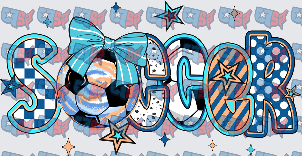 Boho Soccer Ball Bow Patterned Letters Stars (DTF)