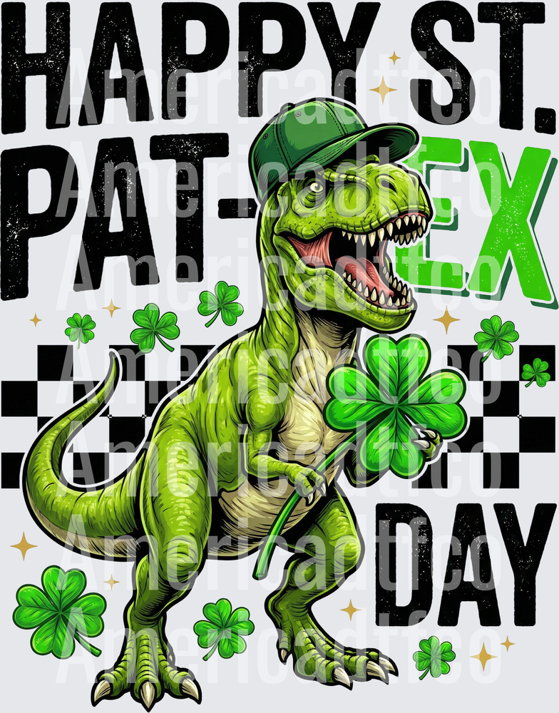 Happy St Pat-Rex Day T-Rex Shamrock (DTF)