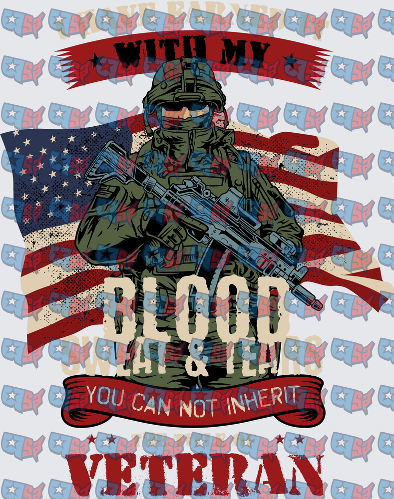 Veteran Blood Sweat Tears American Flag Soldier (DTF)